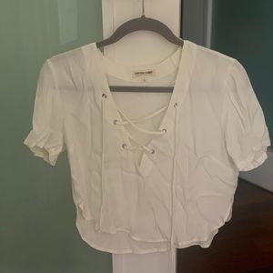 White flowy crop top